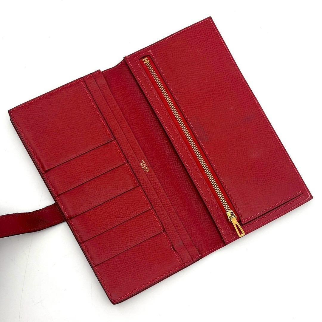 Hermes Bearn Soufflet Red Fold Wallet Bifold Leather — view 3