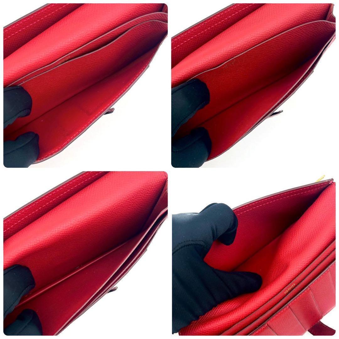 Hermes Bearn Soufflet Red Fold Wallet Bifold Leather — view 4