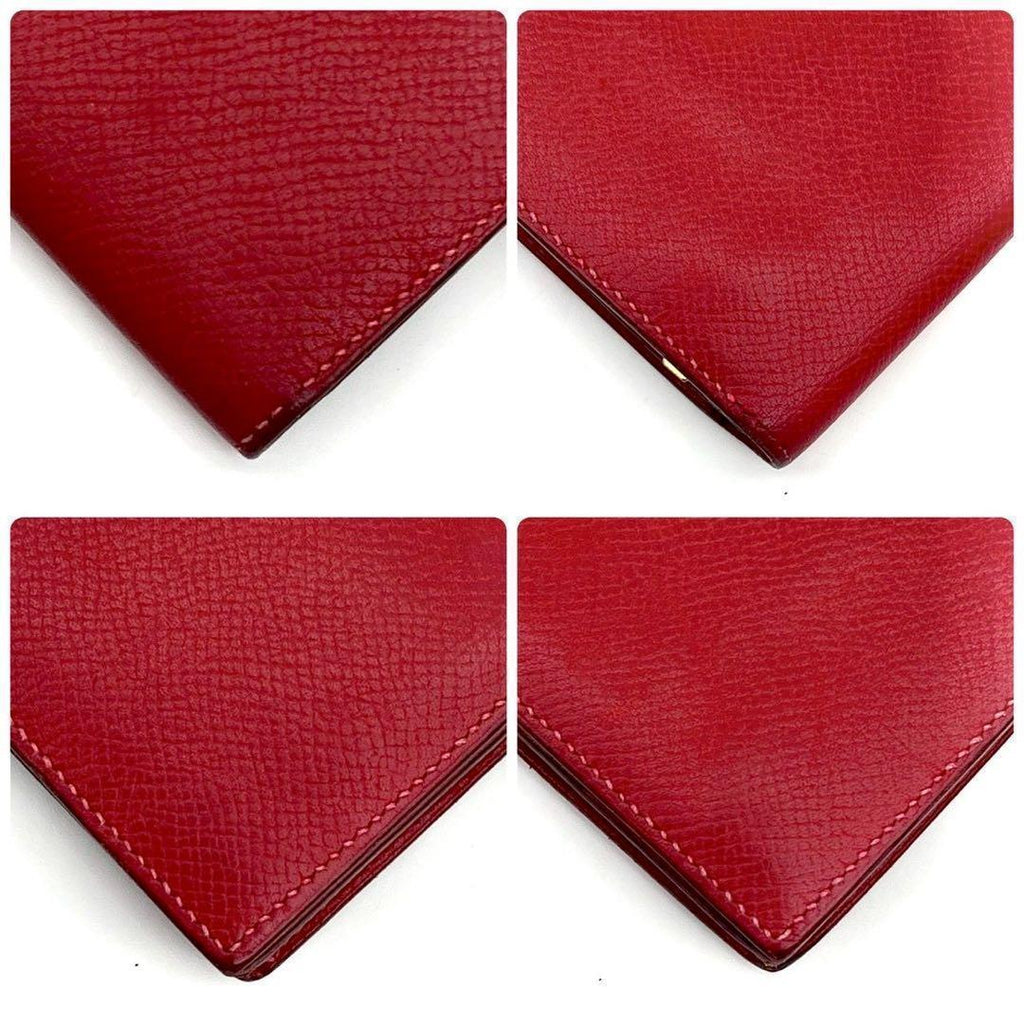 Hermes Bearn Soufflet Red Fold Wallet Bifold Leather — view 8