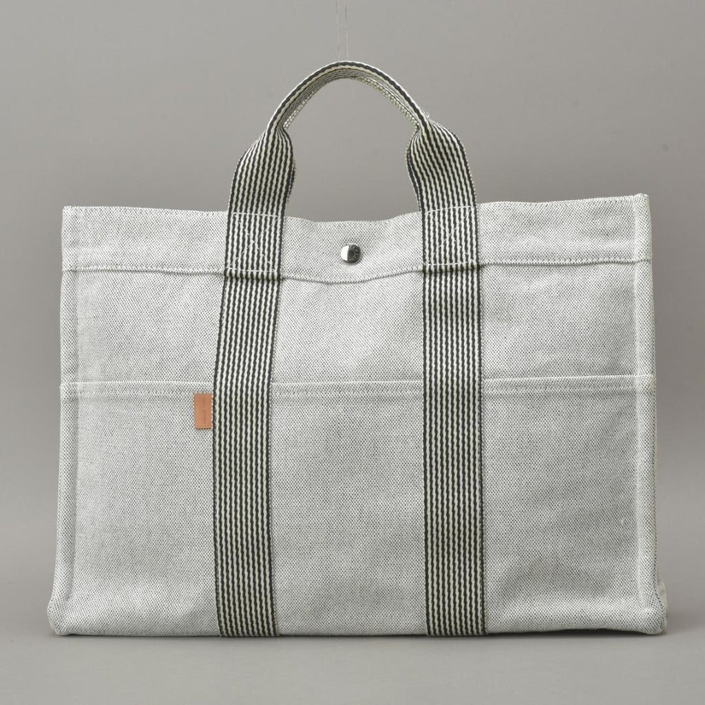 Hermes New Fourre Tout MM Tote Canvas Gray Black