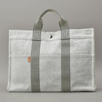 Hermes New Fourre Tout MM Tote Canvas Gray Black
