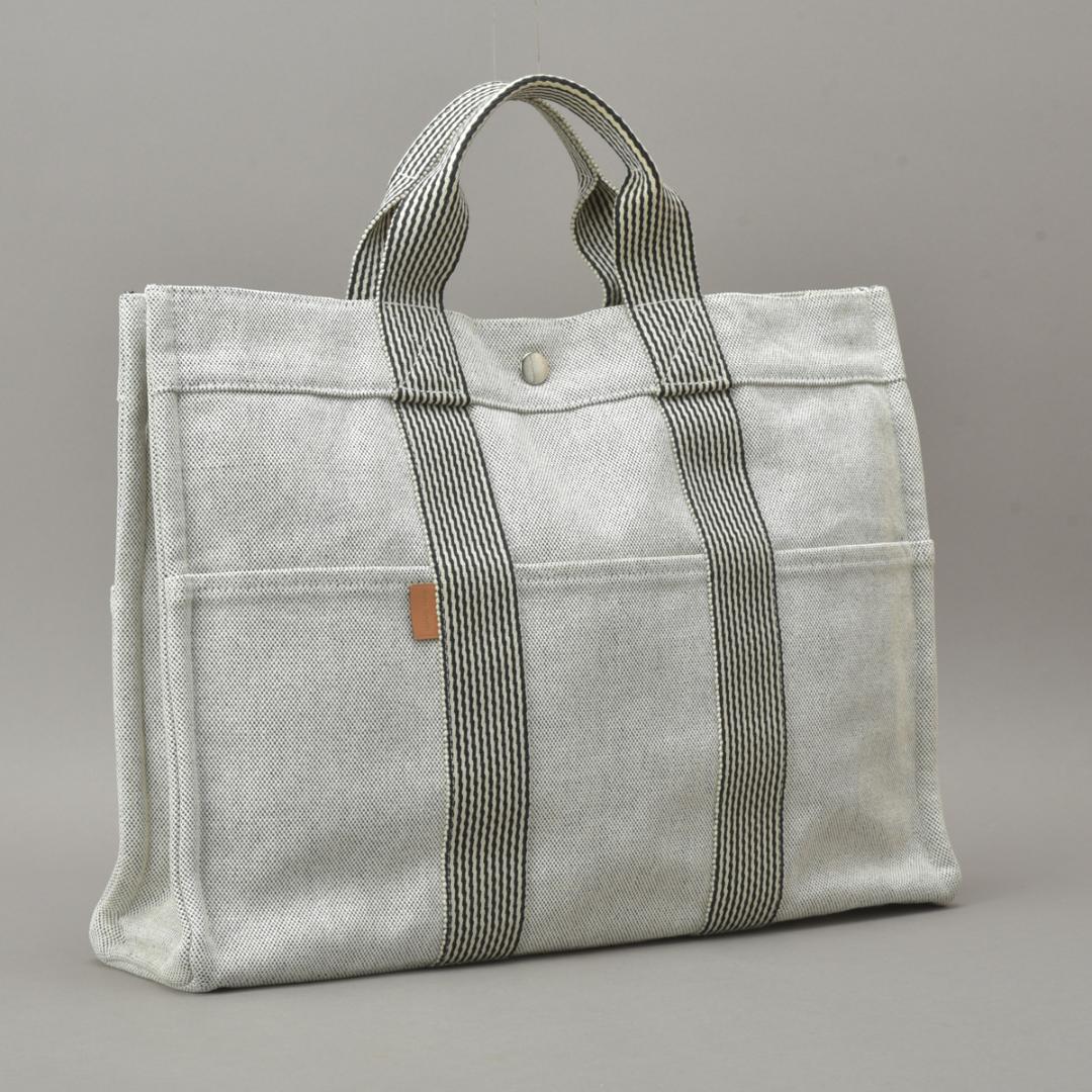 Hermes New Fourre Tout MM Tote Canvas Gray Black — view 2