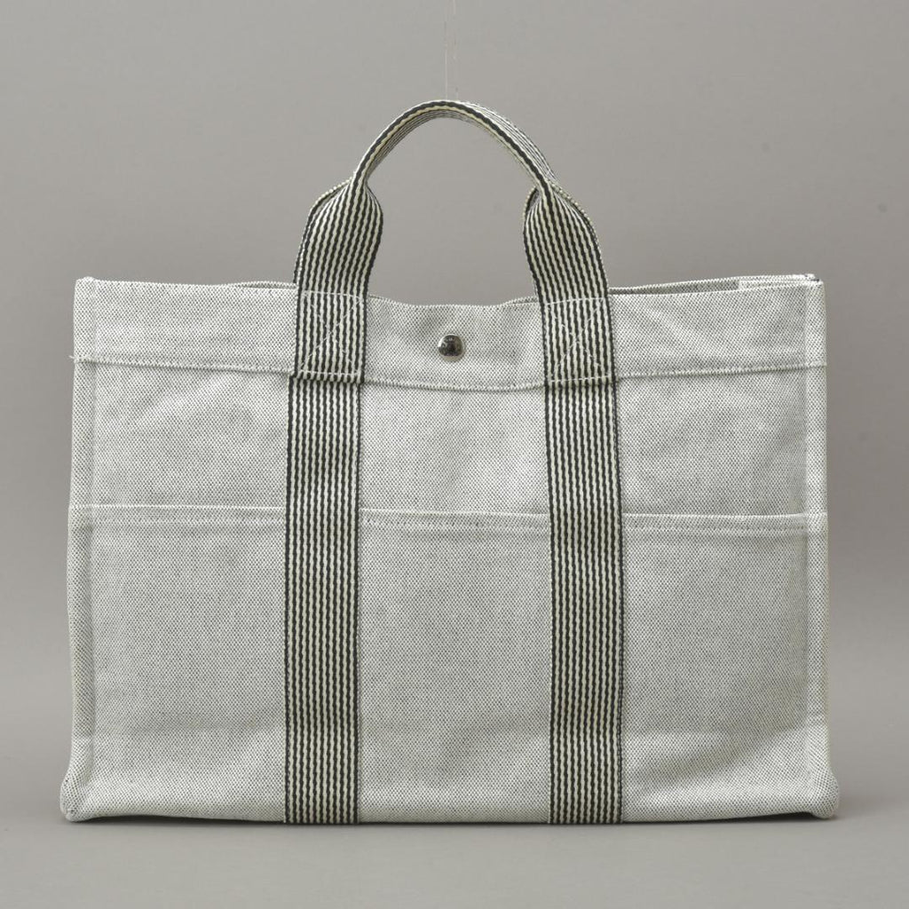 Hermes New Fourre Tout MM Tote Canvas Gray Black — view 3