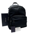 Prada Nylon Leather Triangle Plate Logo Backpack Black