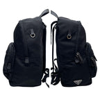Prada Nylon Leather Triangle Plate Logo Backpack Black — view 3