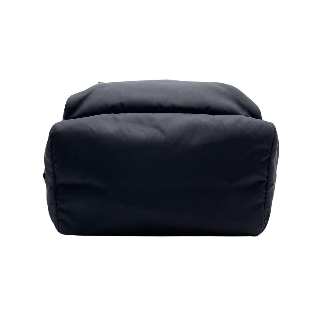 Prada Nylon Leather Triangle Plate Logo Backpack Black — view 4