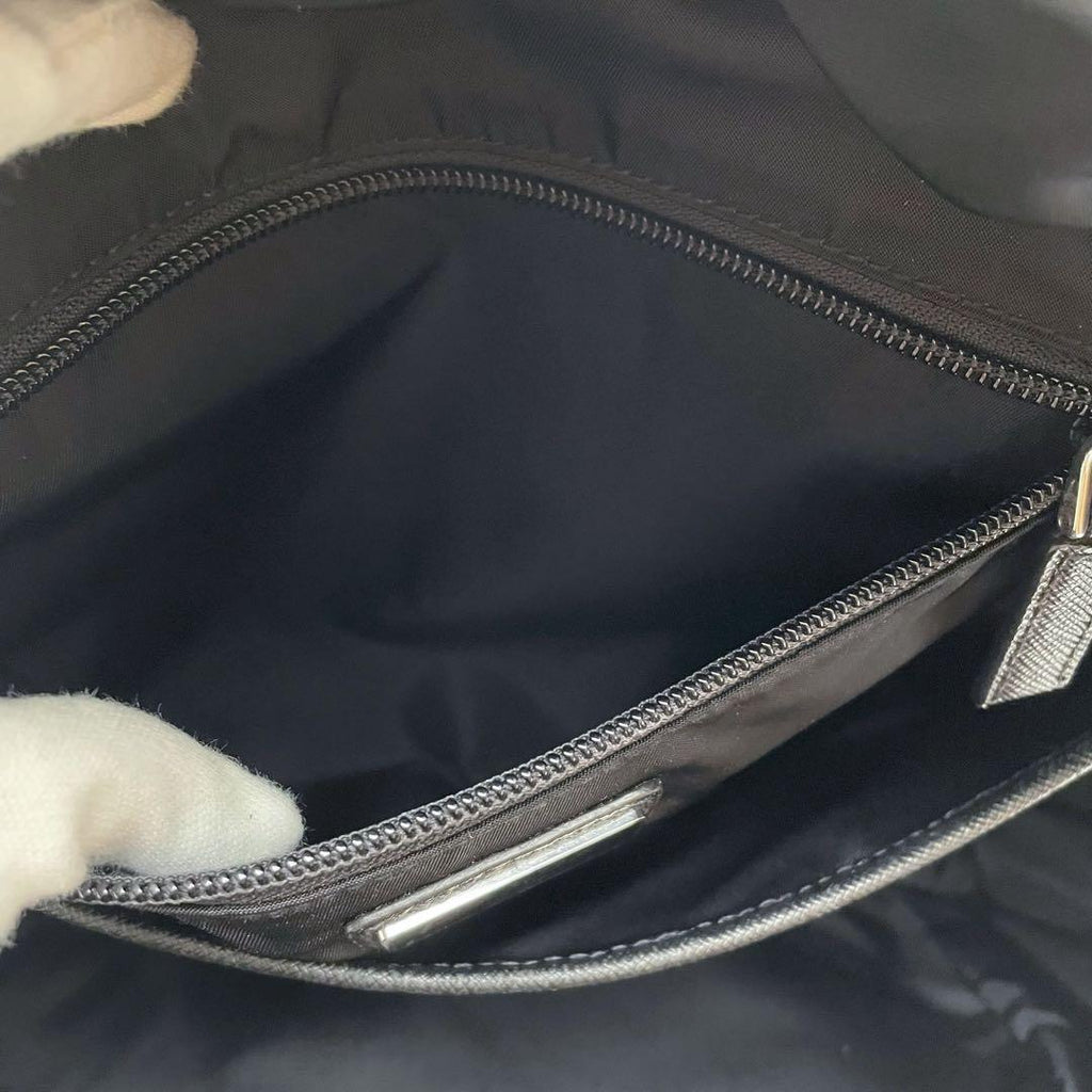 Prada Nylon Leather Triangle Plate Logo Backpack Black — view 8