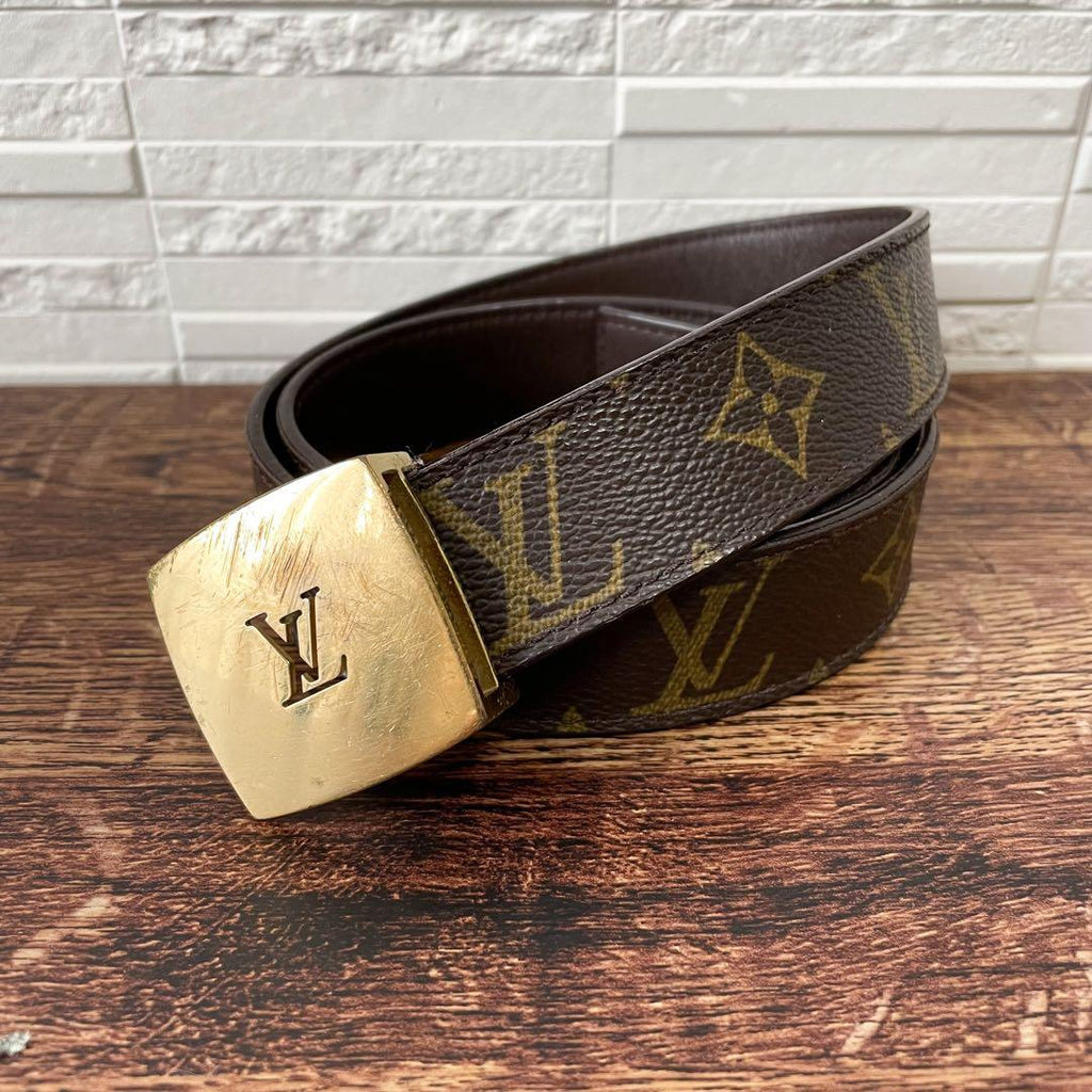 Louis Vuitton Monogram Leather Ceinture Belt Gold Buckle