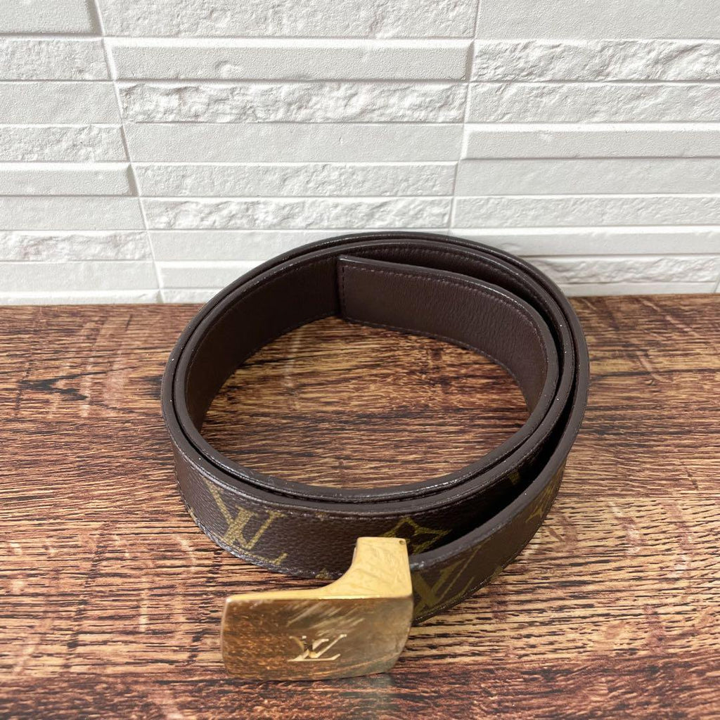 Louis Vuitton Monogram Leather Ceinture Belt Gold Buckle — view 3
