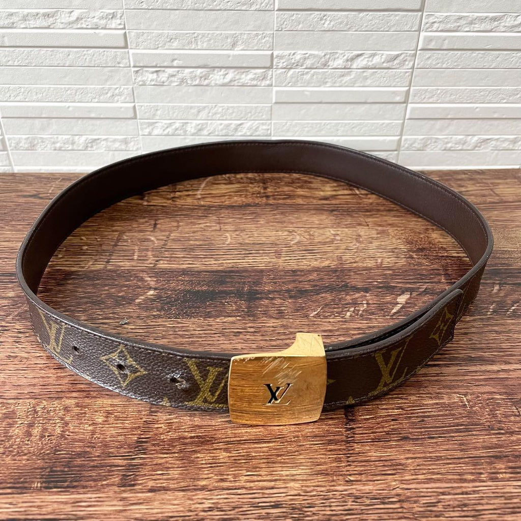 Louis Vuitton Monogram Leather Ceinture Belt Gold Buckle — view 5