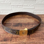 Louis Vuitton Monogram Leather Ceinture Belt Gold Buckle — view 5