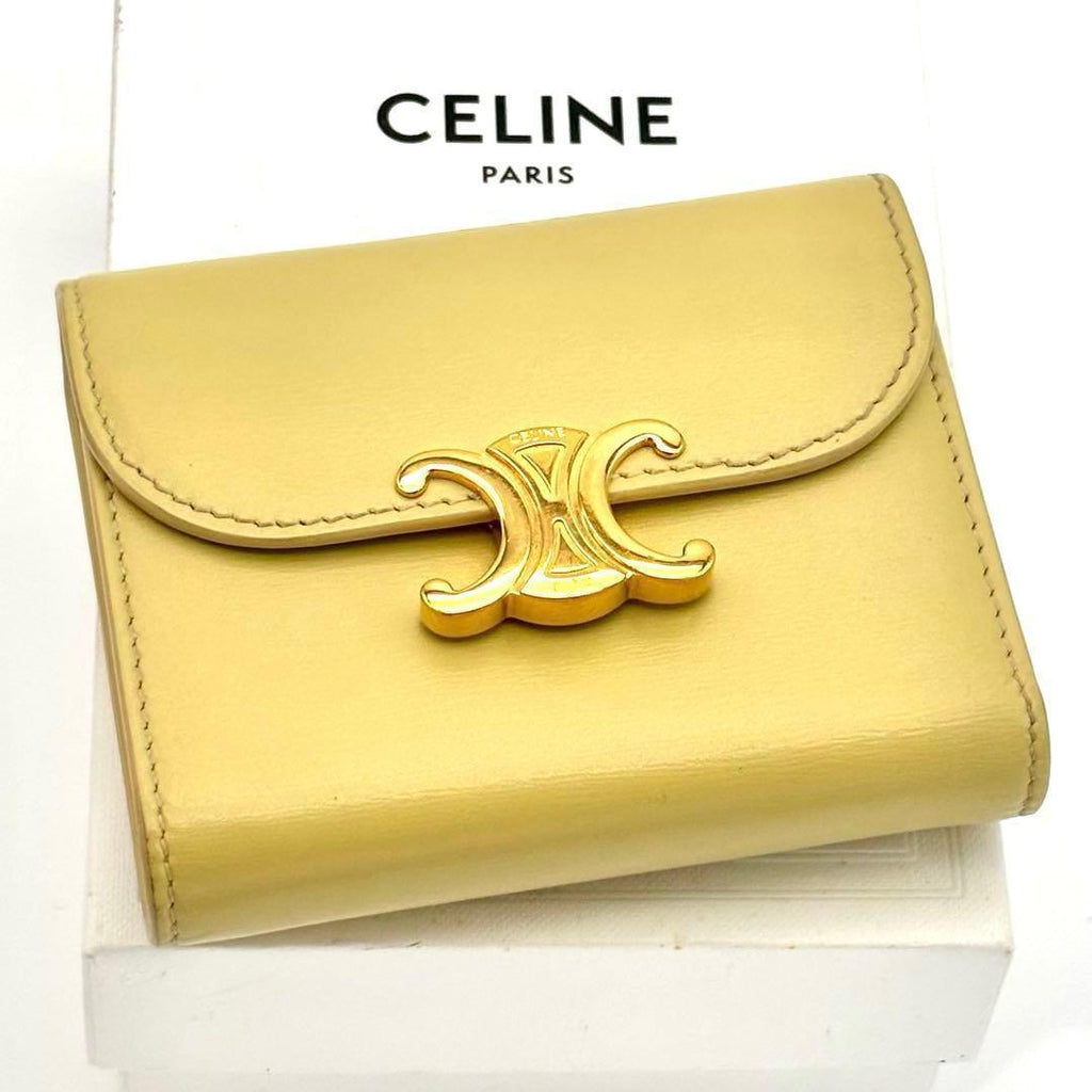 Celine Wallet Small Flap Triomphe Yellow