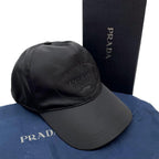Prada Logo Nylon Baseball Cap Black