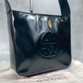 Gucci GG Shoulder Bag Patent Leather Logo Black