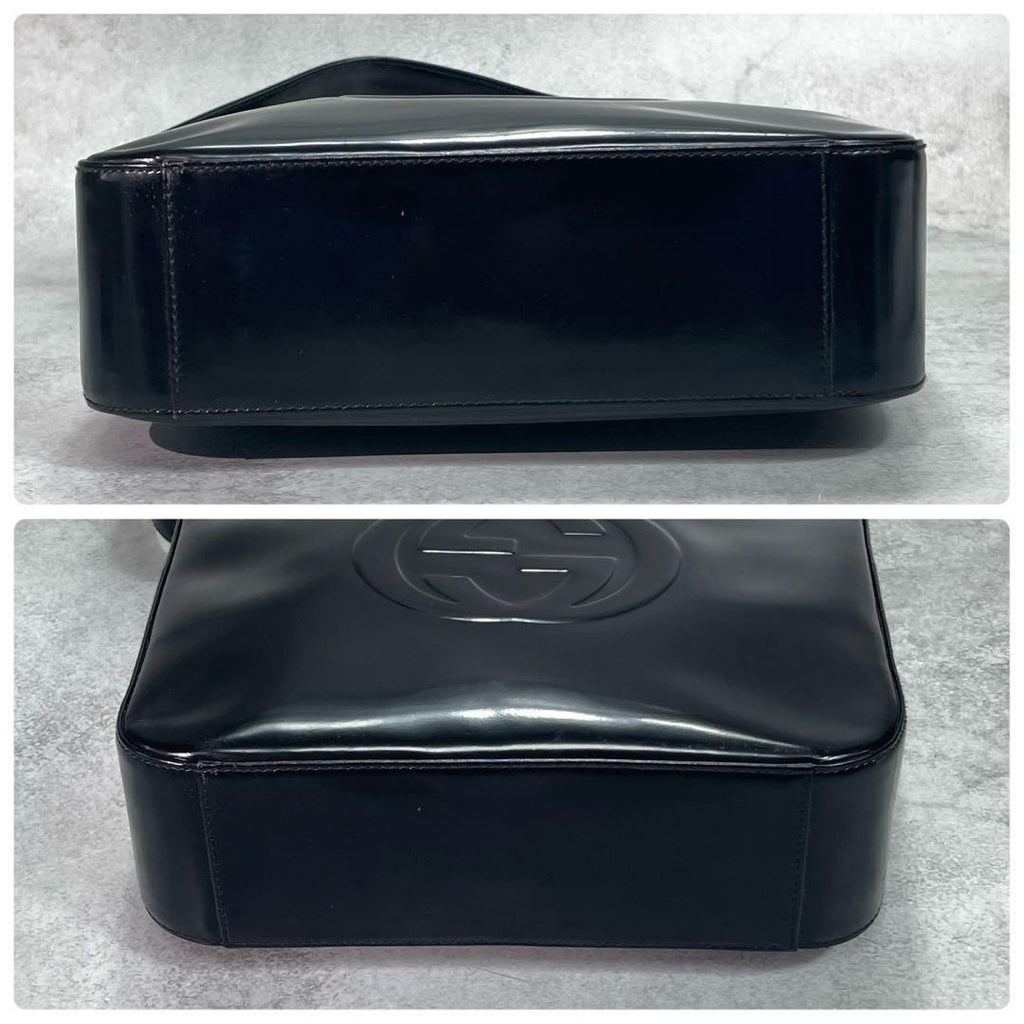 Gucci GG Shoulder Bag Patent Leather Logo Black — view 8