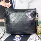 Chanel Vintage Quilted CC Logo Fringe Black — view 3