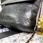 Chanel Vintage Quilted CC Logo Fringe Black — view 5