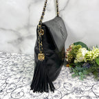 Chanel Vintage Quilted CC Logo Fringe Black — view 6