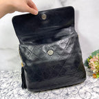 Chanel Vintage Quilted CC Logo Fringe Black — view 8