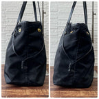 Prada Logo Nylon Leather Shoulder Tote Bag Black — view 4