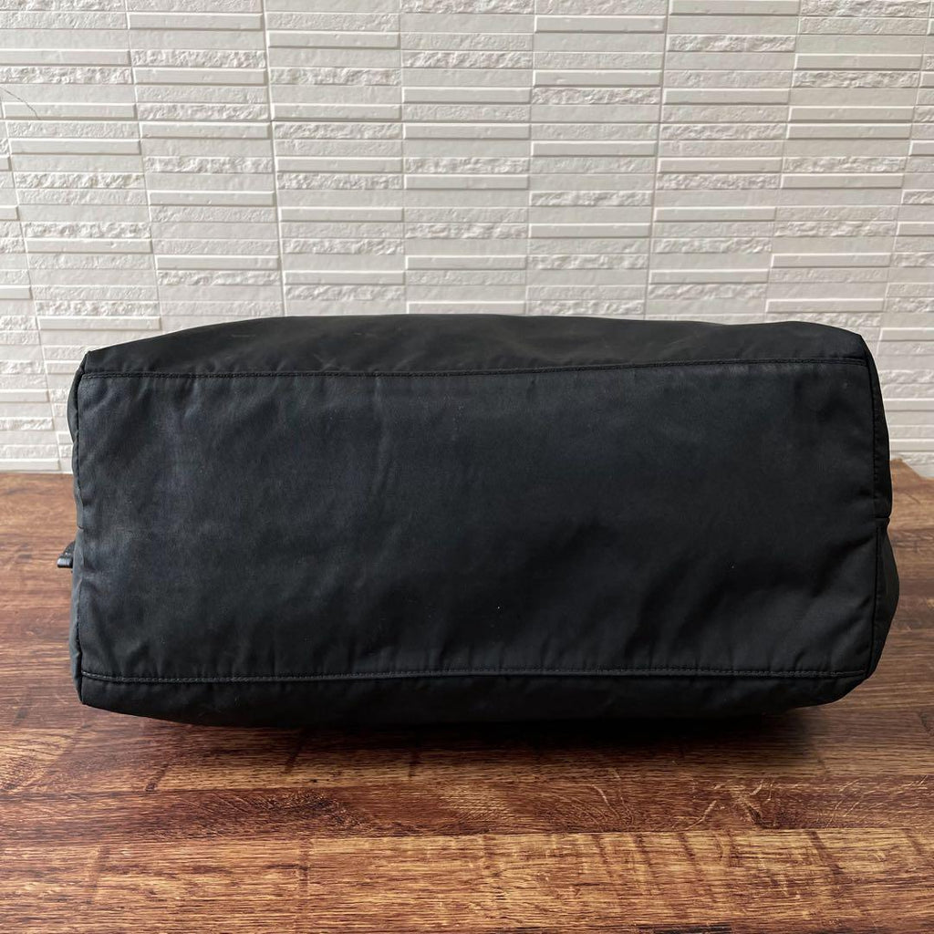 Prada Logo Nylon Leather Shoulder Tote Bag Black — view 5
