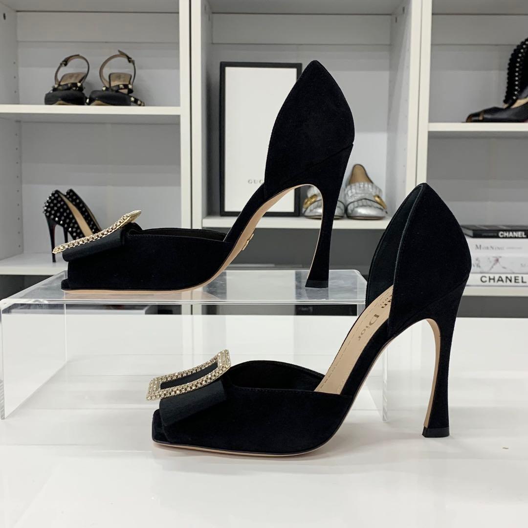 Dior Idylle Suede Visual Buckle Sandals — view 2
