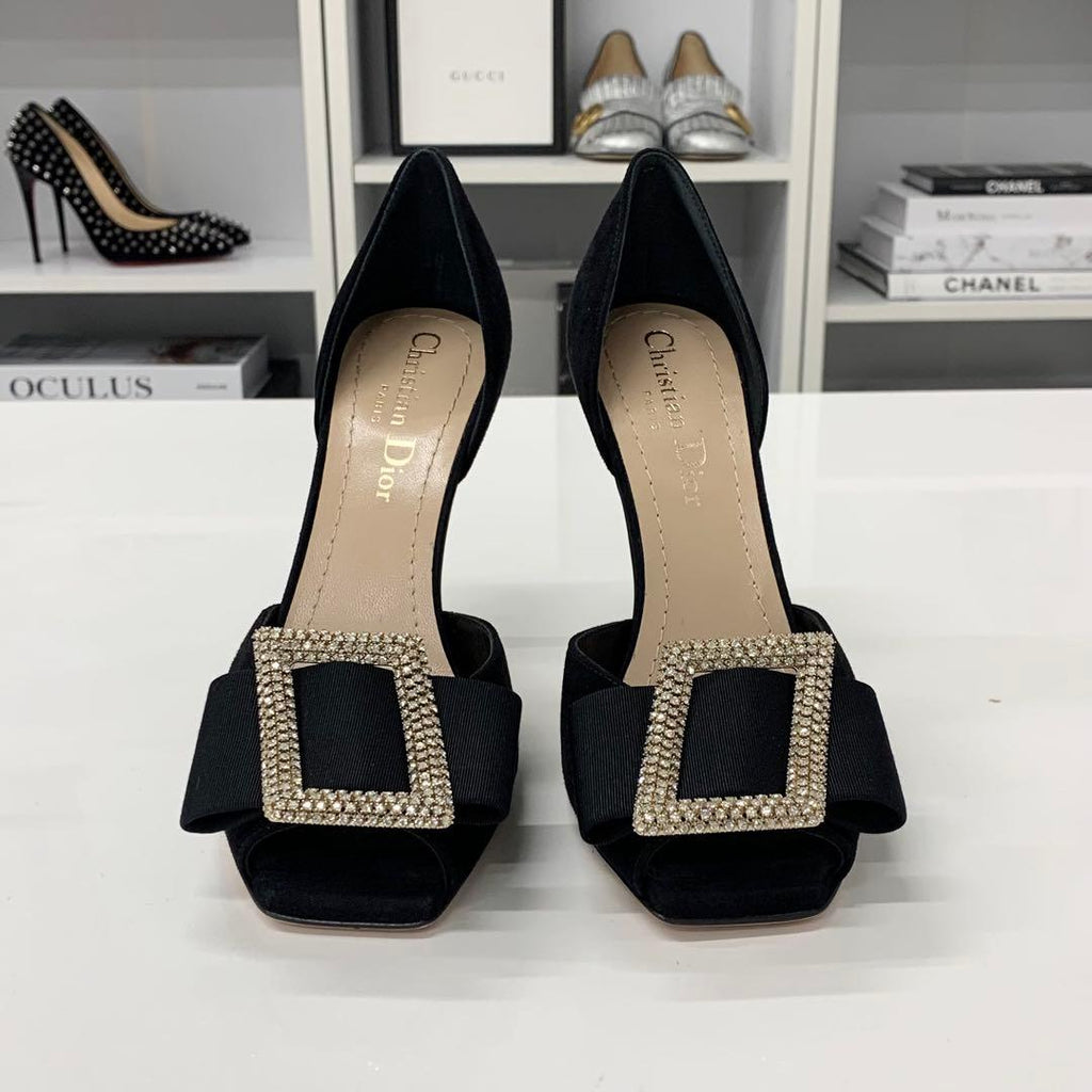 Dior Idylle Suede Visual Buckle Sandals — view 4