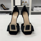 Dior Idylle Suede Visual Buckle Sandals — view 4