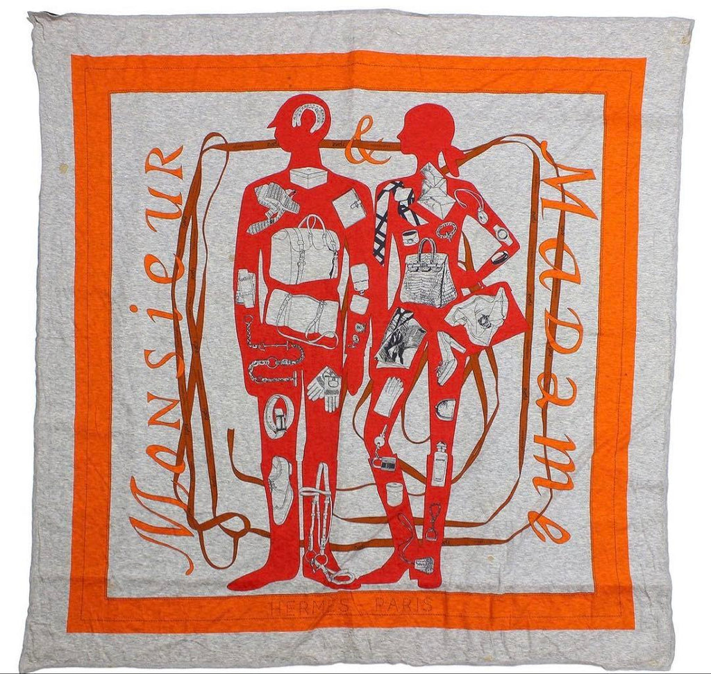 Hermes Cotton Monsieur & Madame Large Shawl Scarf