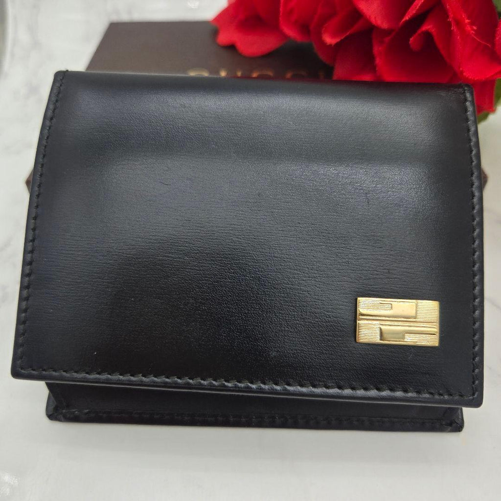 Gucci Card Case Coin Purse Leather Black