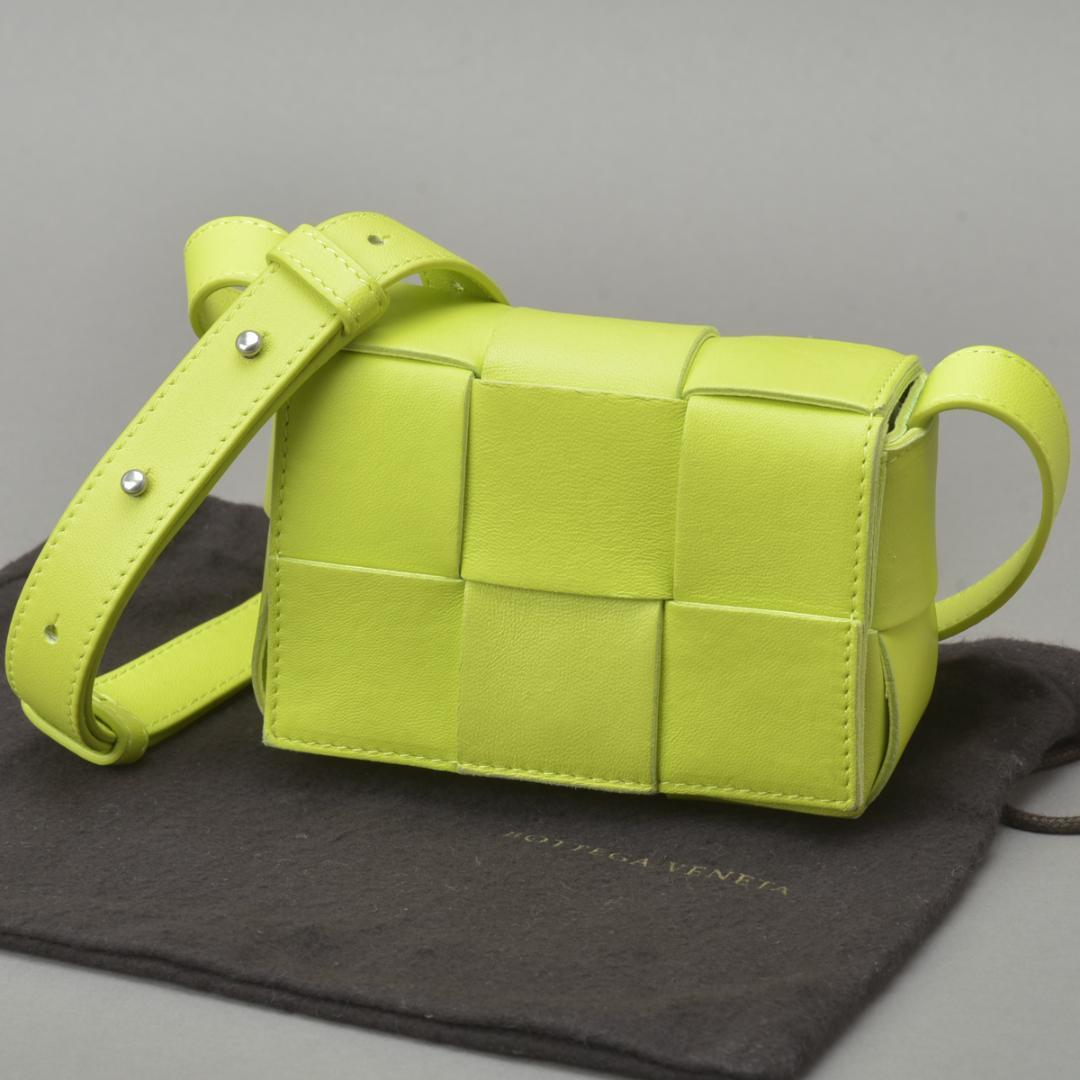 Bottega Veneta Caddy Cassette Shoulder Bag Lime Green Leather