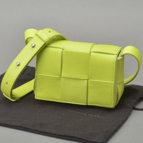 Bottega Veneta Caddy Cassette Shoulder Bag Lime Green Leather