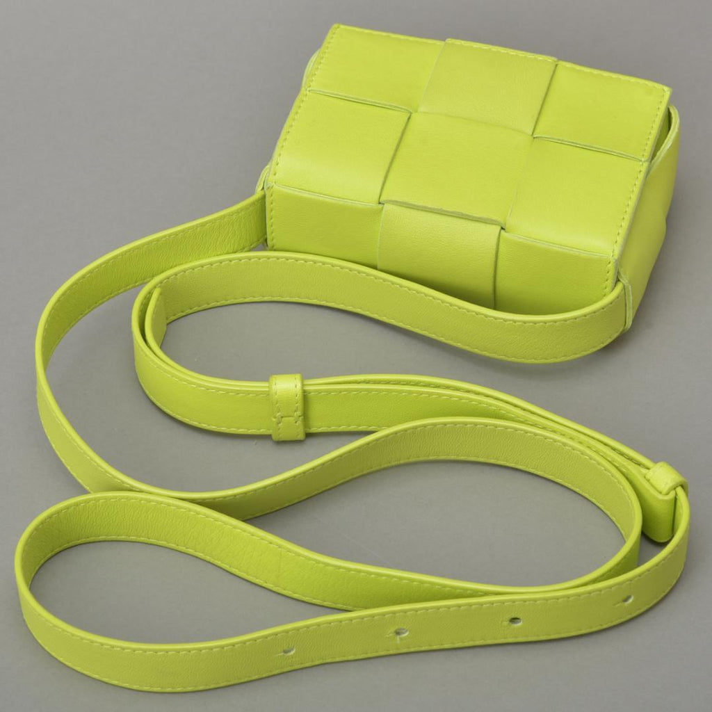 Bottega Veneta Caddy Cassette Shoulder Bag Lime Green Leather — view 4