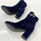 Hermes Jews Kelly Hardware Suede Short Boots Navy — view 7