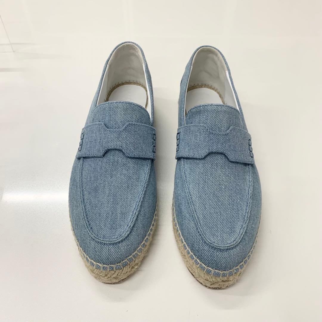 Hermes Trip Espadrilles Denim Flat Shoes Blue — view 2