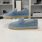 Hermes Trip Espadrilles Denim Flat Shoes Blue — view 3
