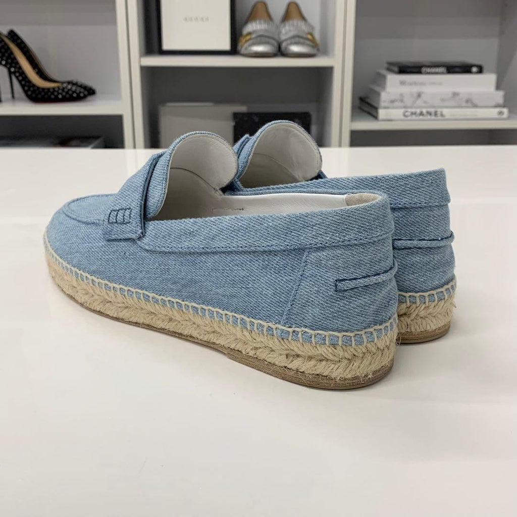 Hermes Trip Espadrilles Denim Flat Shoes Blue — view 4