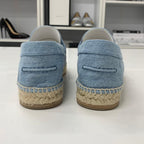 Hermes Trip Espadrilles Denim Flat Shoes Blue — view 5