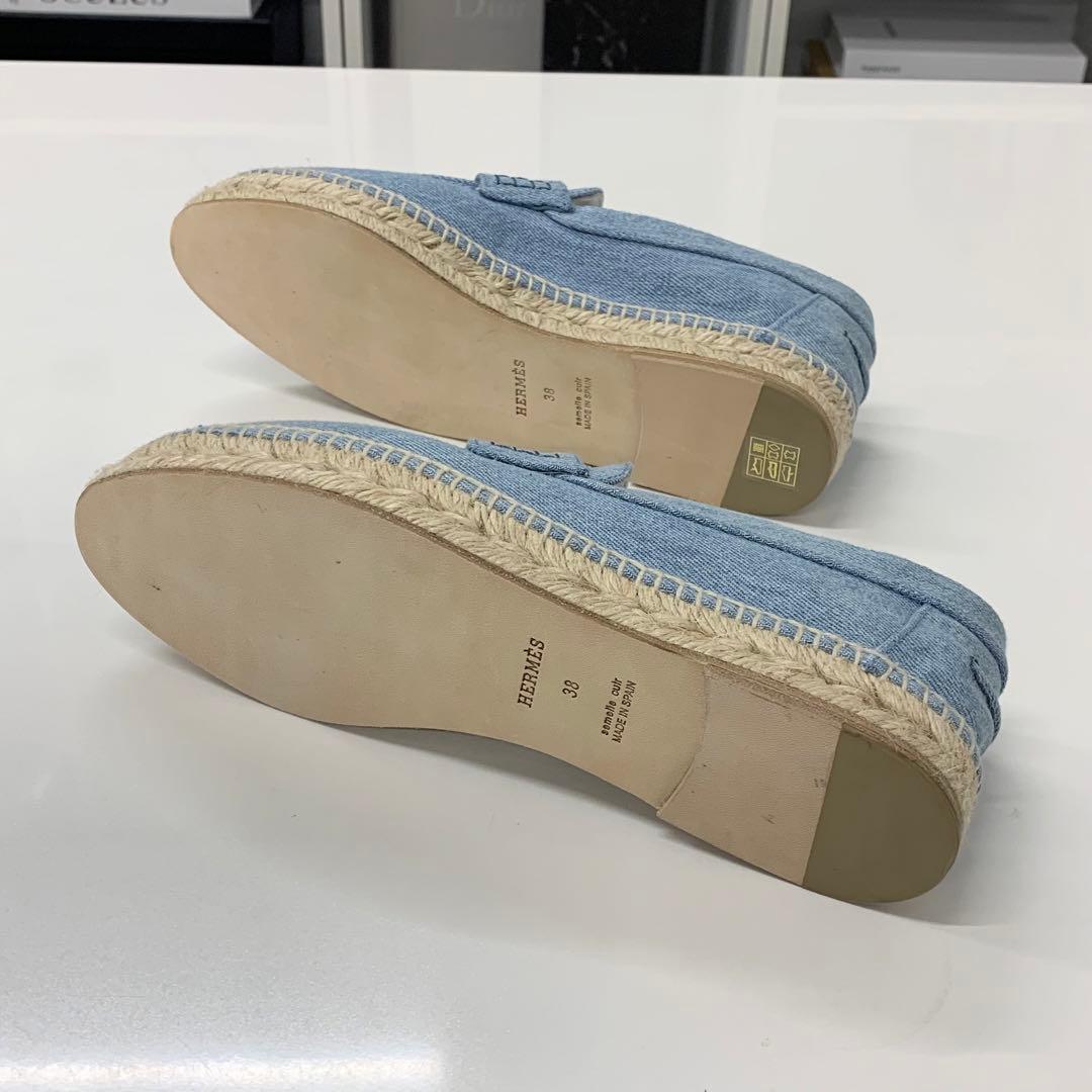 Hermes Trip Espadrilles Denim Flat Shoes Blue — view 6