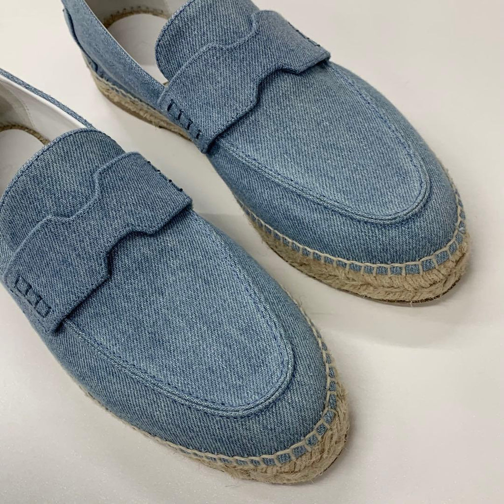 Hermes Trip Espadrilles Denim Flat Shoes Blue — view 9