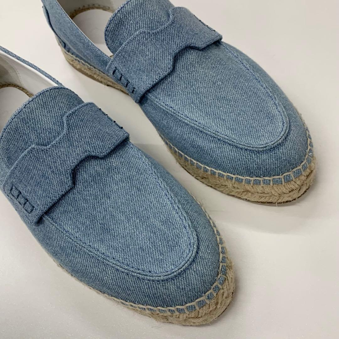 Hermes Trip Espadrilles Denim Flat Shoes Blue — view 9