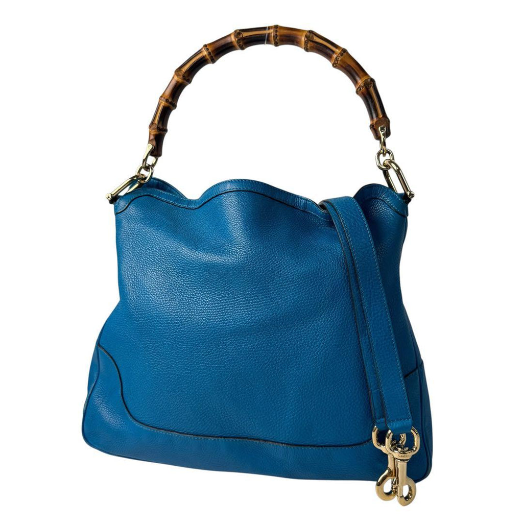 Gucci Bamboo Diana 2-Way Leather Bag Shoulder Blue
