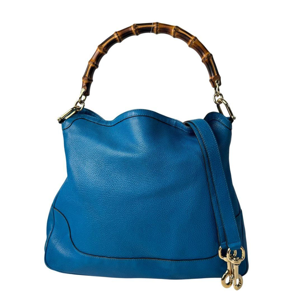 Gucci Bamboo Diana 2-Way Leather Bag Shoulder Blue — view 2