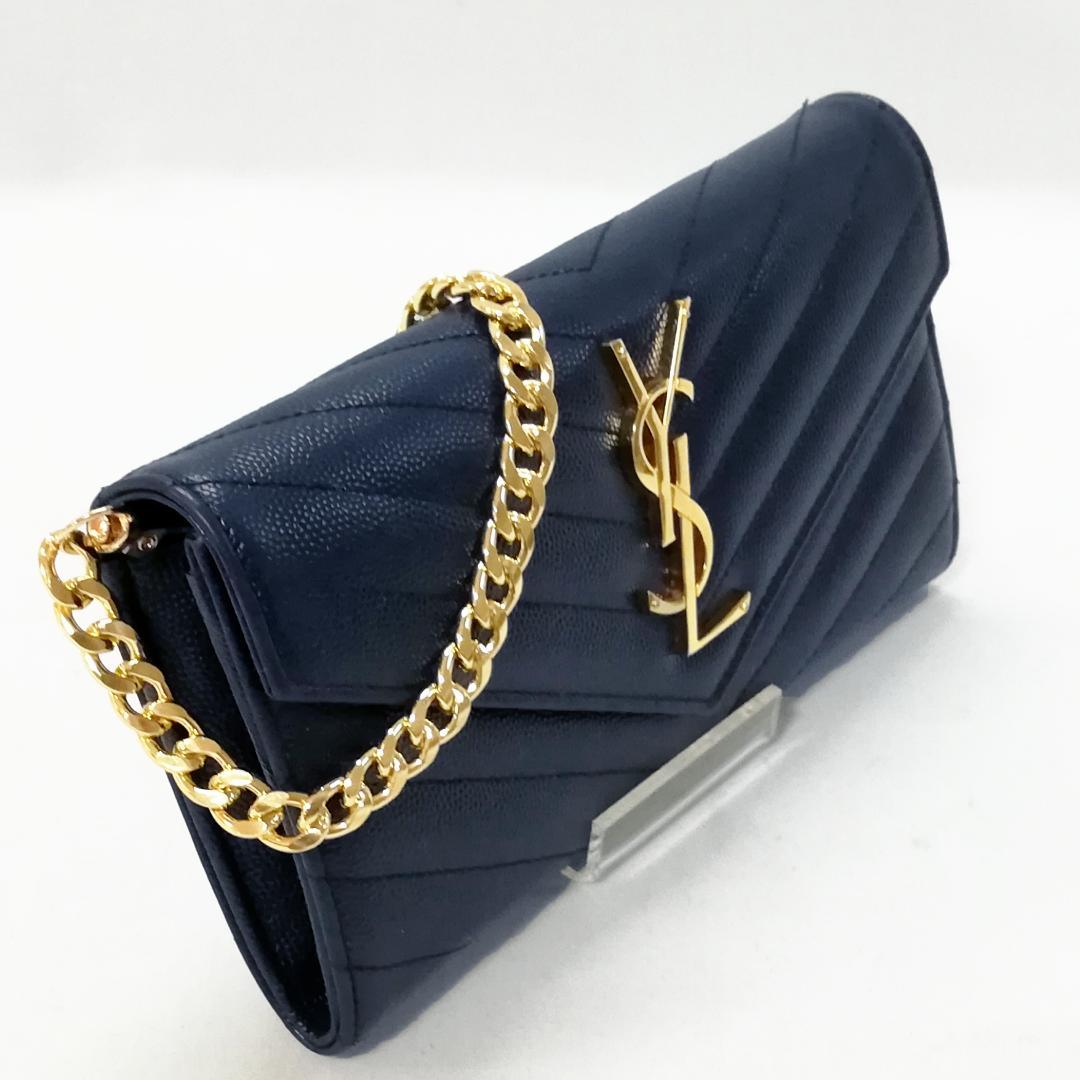 Saint Laurent Long Wallet Matelasse Flap Stitch Caviar Leather — view 2