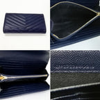 Saint Laurent Long Wallet Matelasse Flap Stitch Caviar Leather — view 4