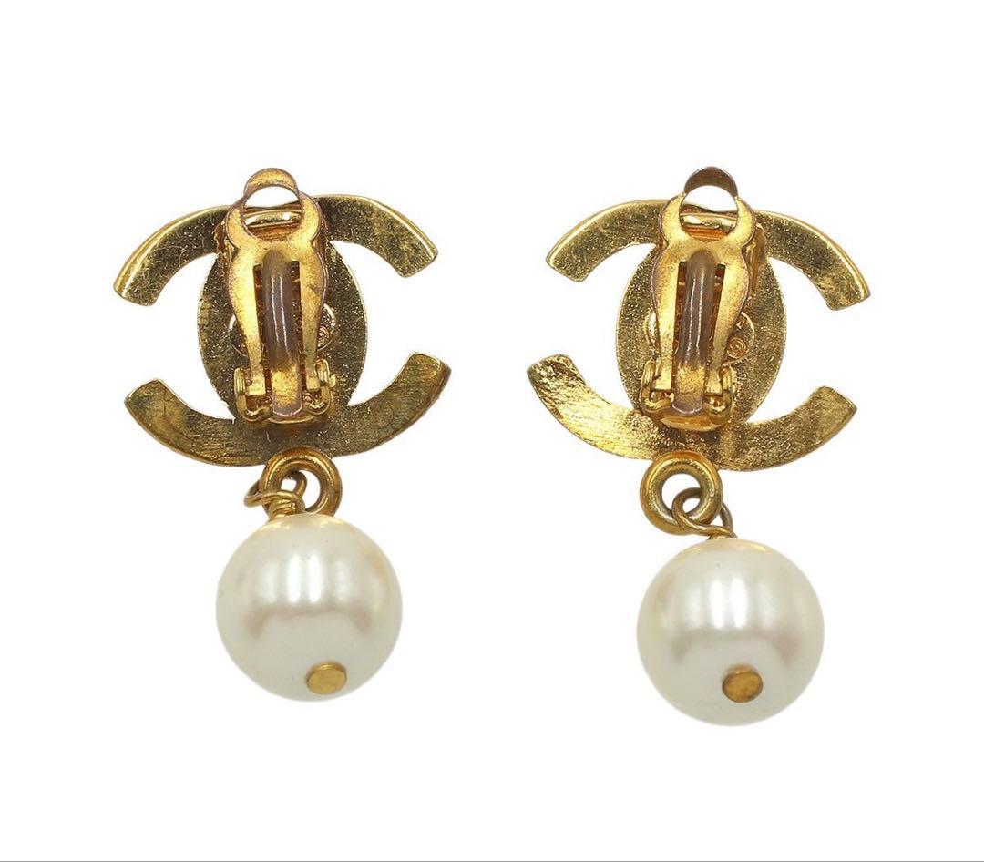Chanel CC Logo Turnlock Fakepearl Earrings — view 2
