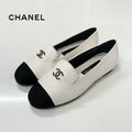 Chanel CC Logo Leather Bicolor Loafers White Black