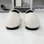 Chanel CC Logo Leather Bicolor Loafers White Black — view 5