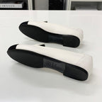Chanel CC Logo Leather Bicolor Loafers White Black — view 6