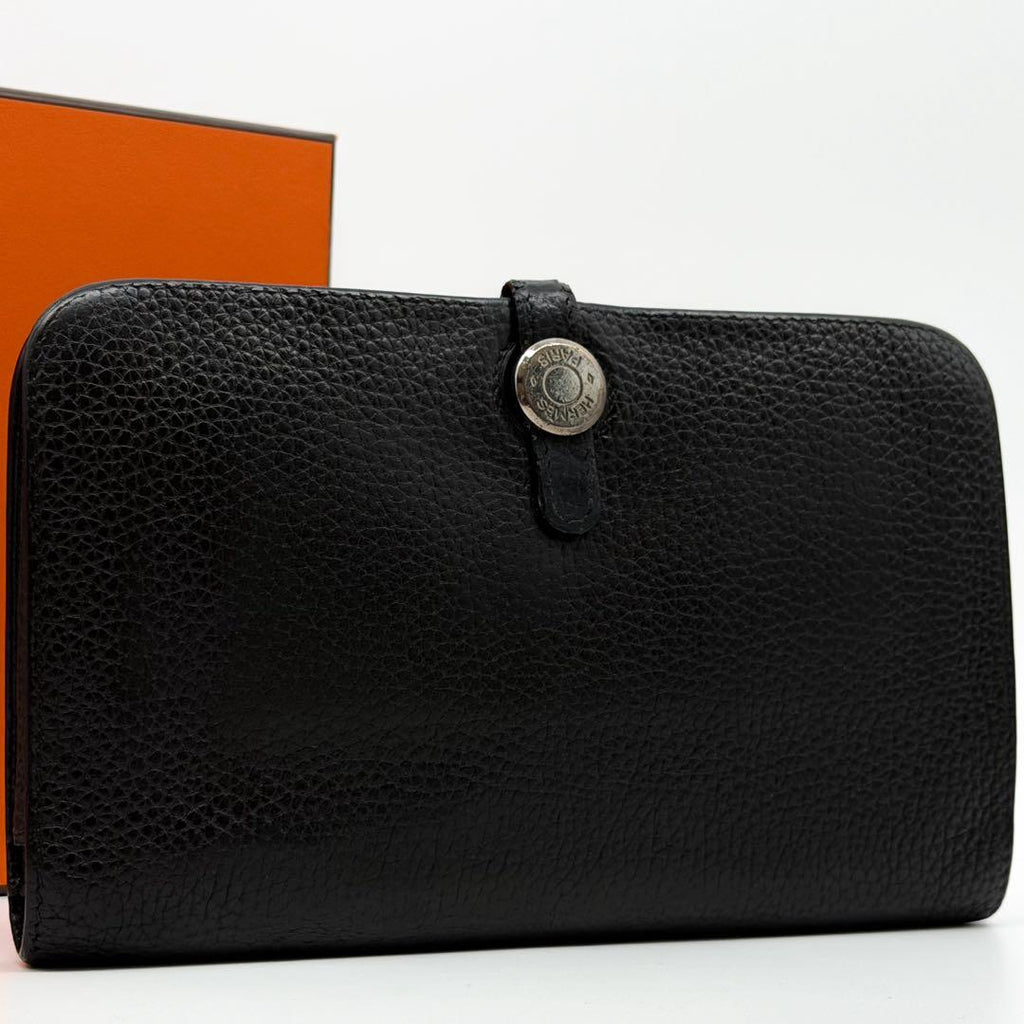 Hermes Dogon GM Duo Taurillon Clemence Silver Wallet